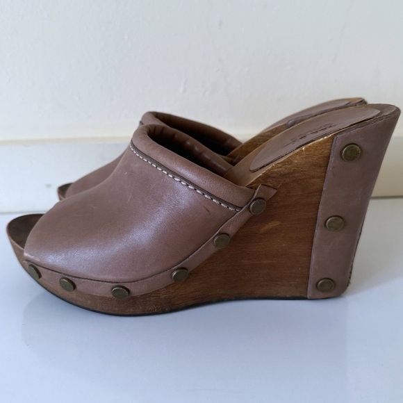 See by Chloe Wood Heel Wedge Leather Brown Shoes EU 39 - Picture 2 of 9